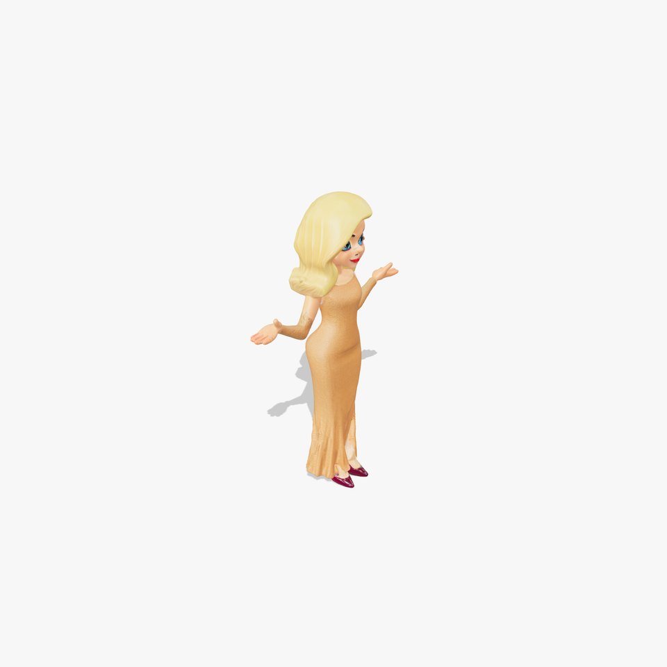 Elegant Evening Attire Blonde Character Rigged and Animated